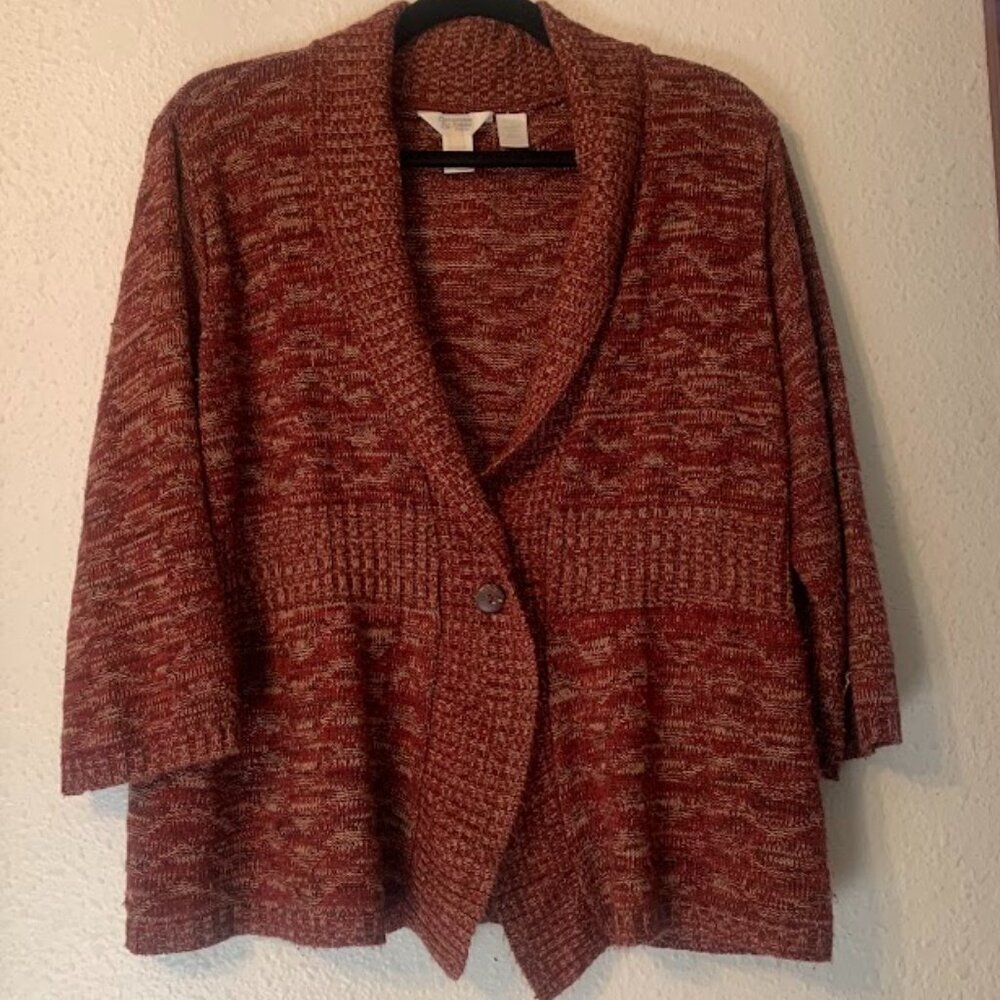 Christopher & Banks Rust-Colored Knit Cardigan - Size XL Petite - Great for Fall